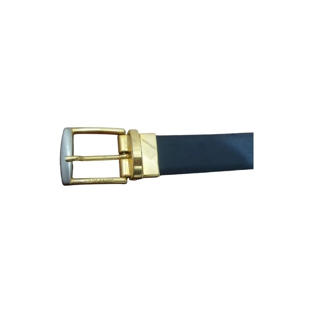PIERRE CARDIN Belt Black/Brown Cowhide Leather/Brass Buckle Size 42/105